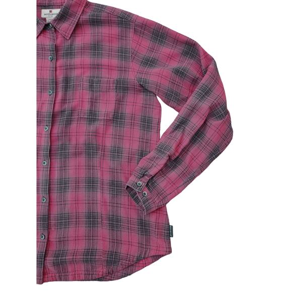 VTG Woolrich Flannel Shirt Shacket Jacket XL Tartan Plaid Ruby Onyx Cotton - Picture 1 of 7